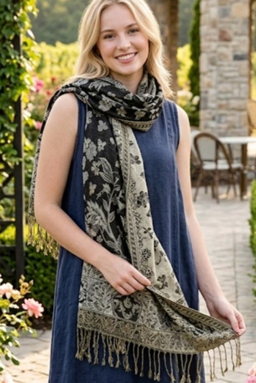 Reversible floral pashmina style scarf/wrap